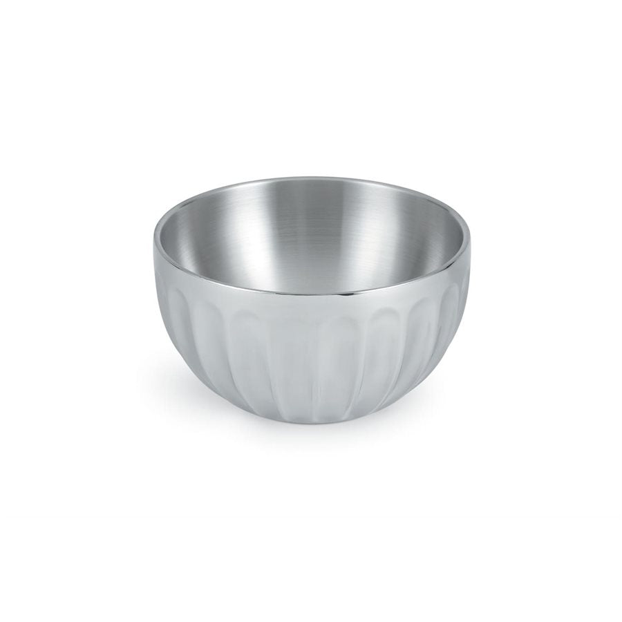 Vollrath 3.4 Qt Stainless Steel Fluted Double Wall Serving Bowl - Perfect for Salads, Pasta, and Hot Soups - Keeps Food Warm or Cold Longer