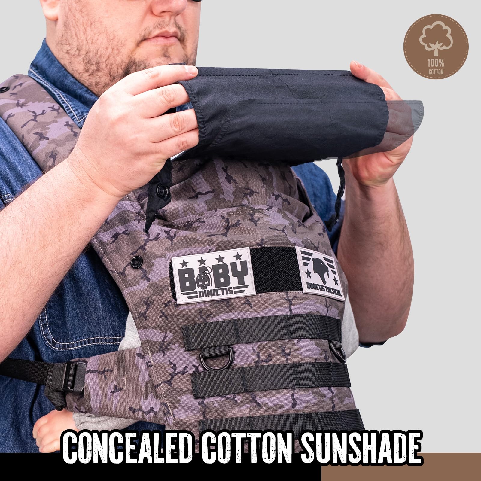 Ergonomic Baby Carrier for Infants & Toddlers (8-33 lbs) - Lightweight Military-Grade Design with Lumbar Support for Parents - Black Camo - Perfect for Hiking, Travel & Everyday Use