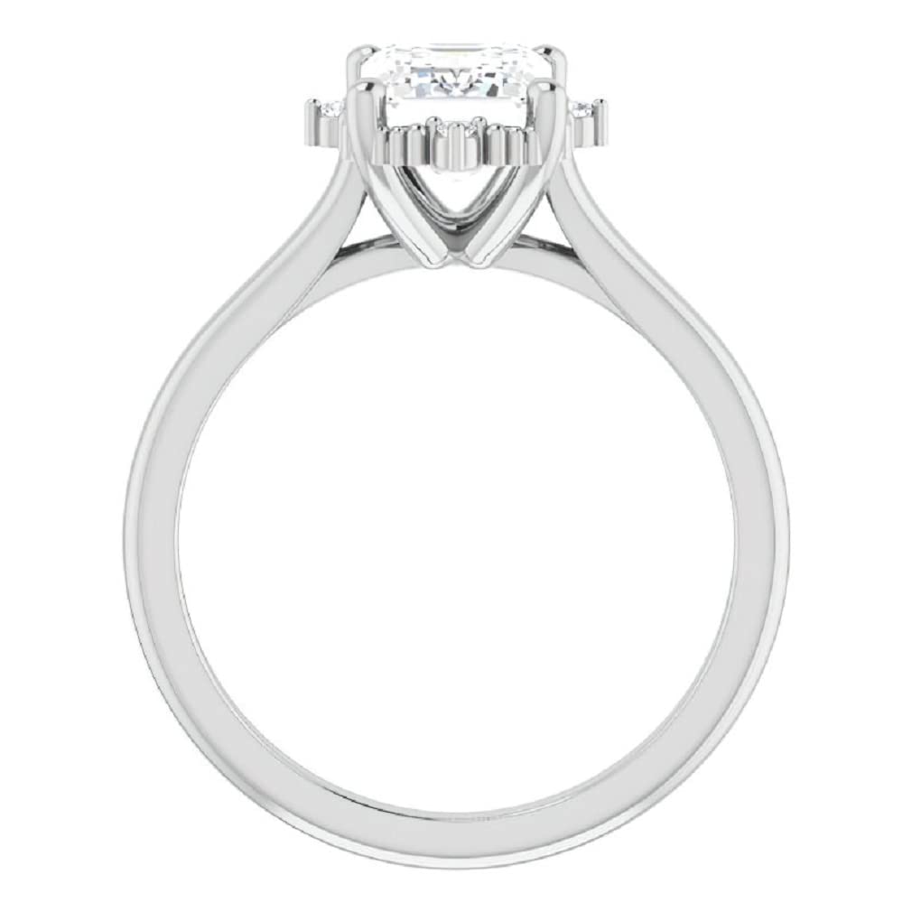 10K Solid White Gold Handmade Engagement Ring - 1.0 CT Emerald Cut Moissanite Diamond Solitaire Wedding Band for Women - Perfect for Proposals, Anniversaries & Bridal Jewelry Gifts