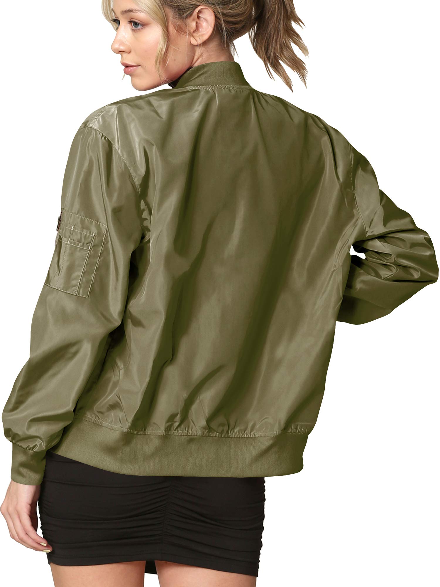 Lock and Love Women's Classic Lightweight Jacket - Multi Pocket Windbreaker Bomber Jacket for Outdoor Hiking, Travel & Casual Wear