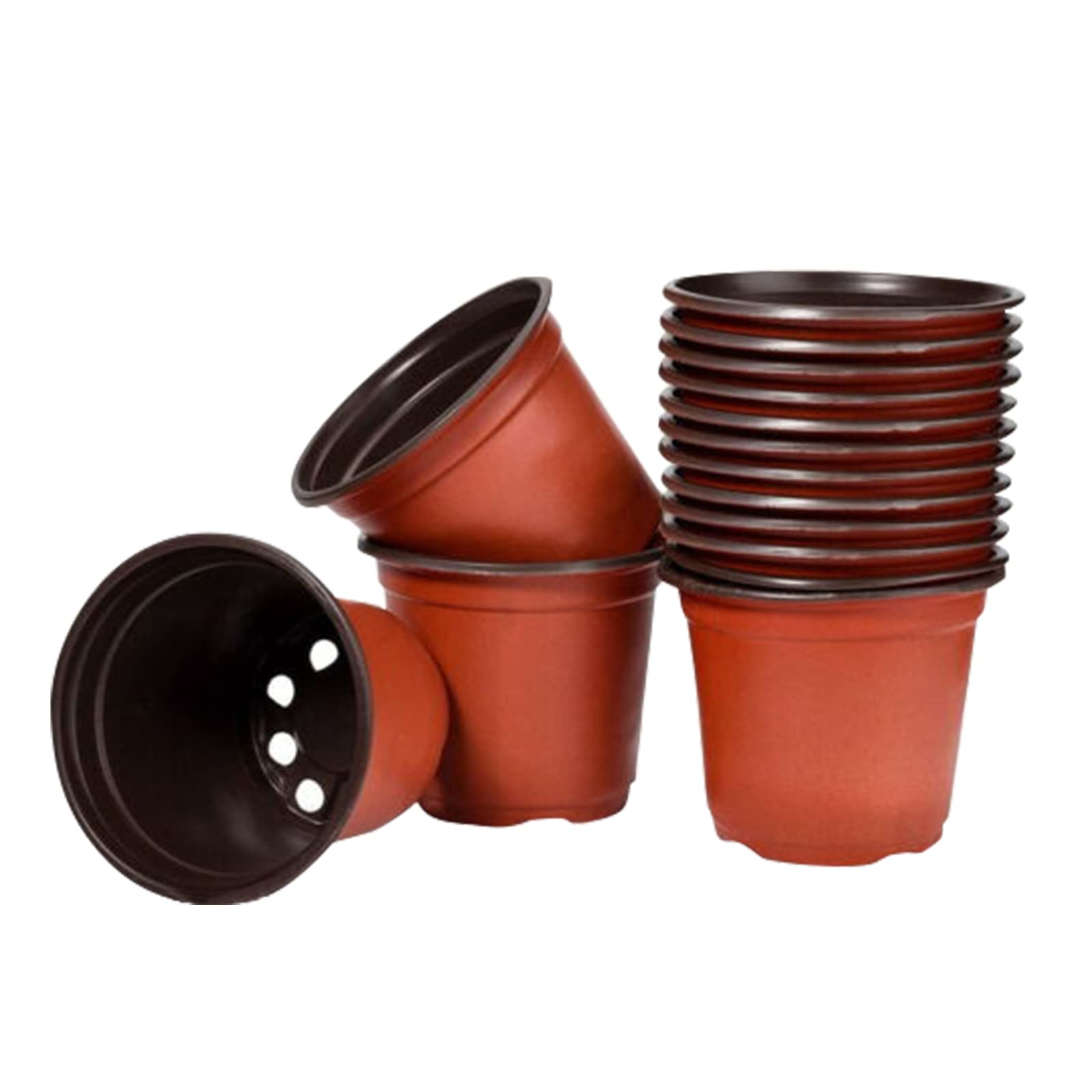 100 Pack Plastic Nursery Pots - Seed Starting & Transplanting Containers for Succulents, Flowers, Seedlings & Cuttings | Durable Plant Pots for Indoor Gardening, Home Decor & Greenhouse Use