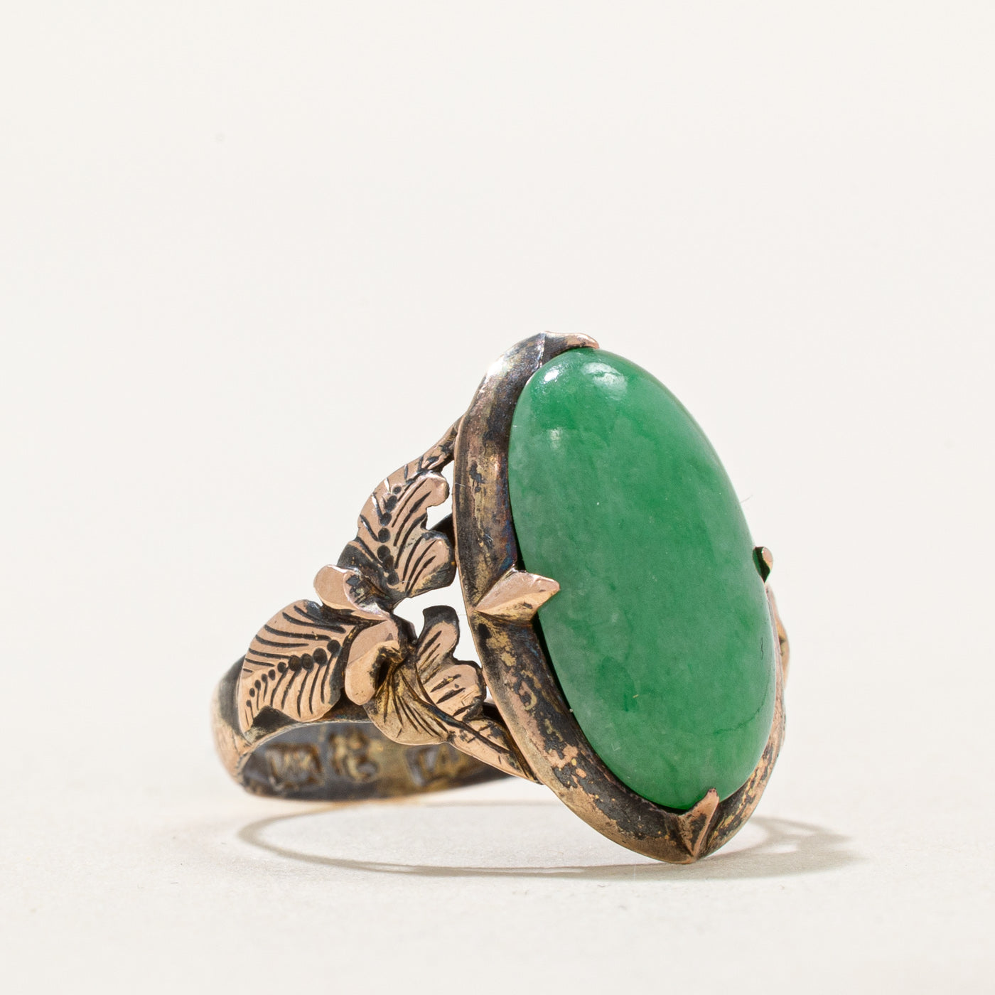4.80ct Oval Cabochon Jade Textured Ring - Size 4.75 | Elegant Vintage Jewelry for Women | Perfect for Weddings, Parties & Special Occasions