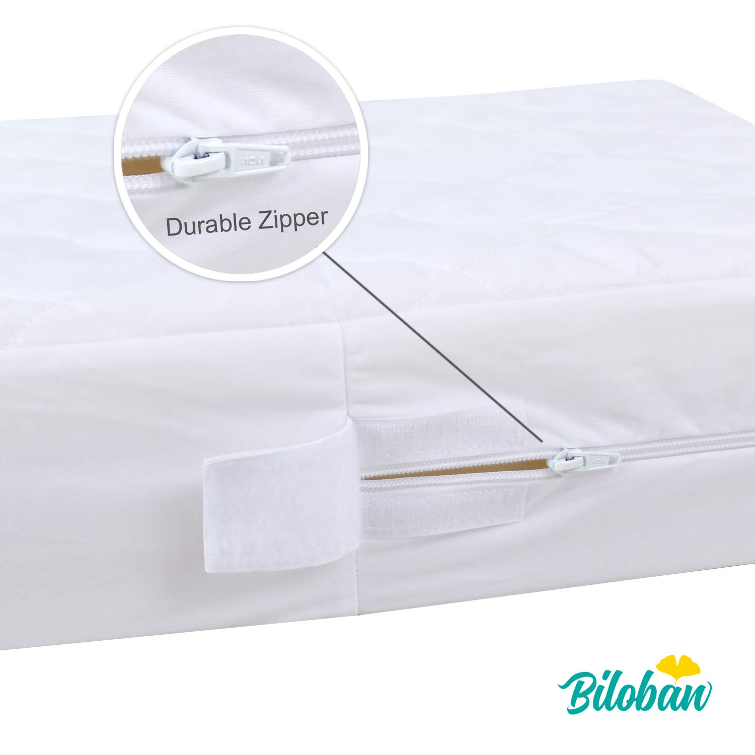 Waterproof Zippered Crib Mattress Protector - 6-Sided Breathable Bamboo Viscose Cover, 2-Pack | Hypoallergenic & Absorbent for Baby's Comfort | Ideal for Daycare, Travel & Home Nursery Use