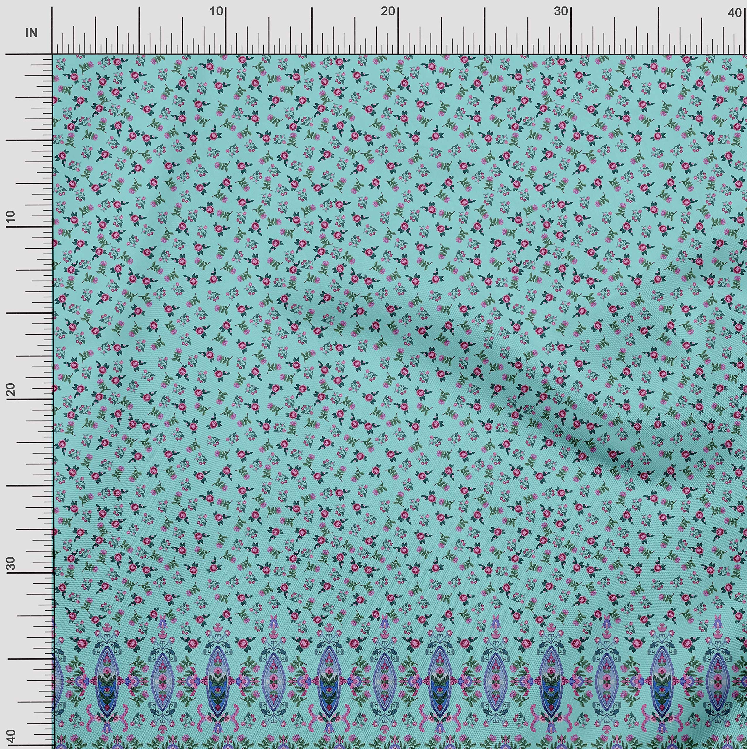 Soimoi Rayon Green Fabric by The Yard - 42 Inch Wide Floral & Leaves Panel Material - Nature's Tapestry Printed Fabric for Dresses, Curtains, DIY Crafts & Home Decor