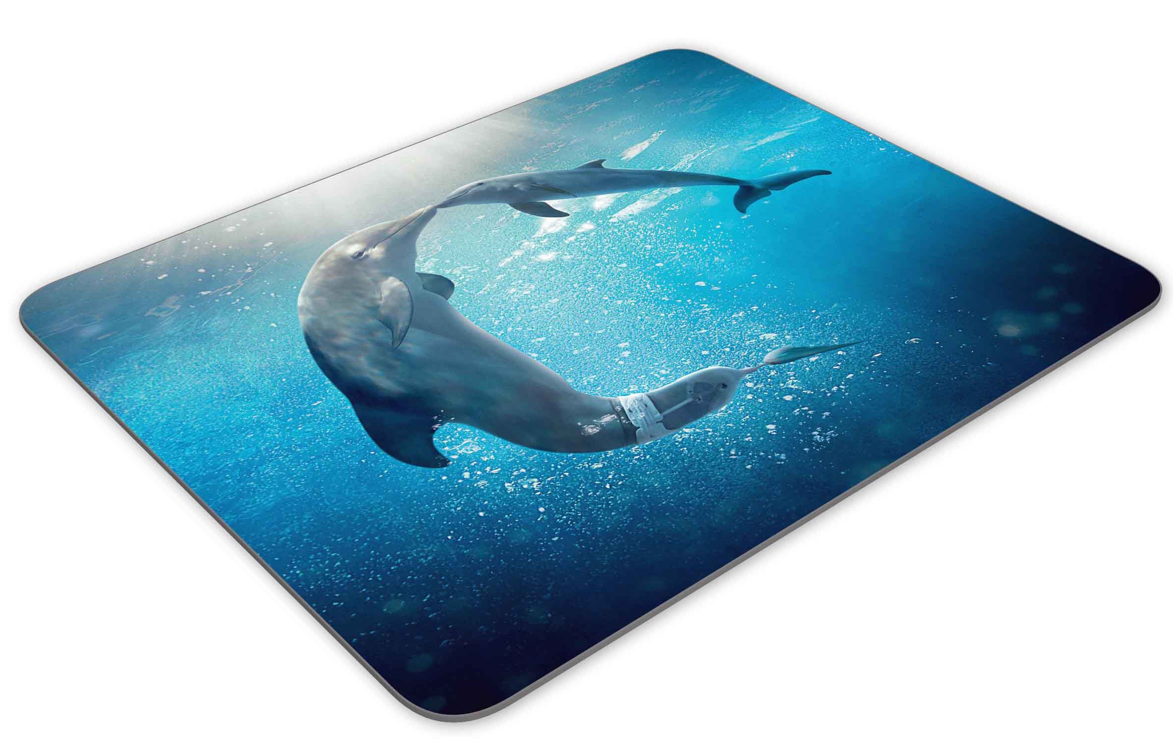 Dolphin Themed Waterproof Mouse Pad - Natural Rubber, Non-Slip, Wrist Support (9.5x7.9 Inch) - Perfect for Office, Gaming & Home Computer Setup