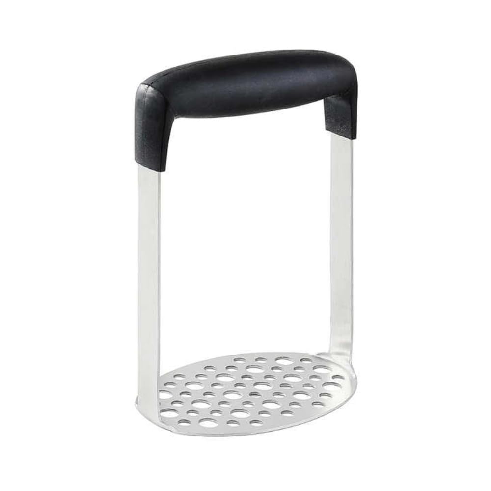 Premium Stainless Steel Potato Masher - Heavy Duty Kitchen Tool for Smooth Mashed Potatoes, Beans, Avocados & Meat | Ergonomic Non-Slip Handle | Perfect for Thanksgiving, Baby Food Prep & Home Cooking | Silver