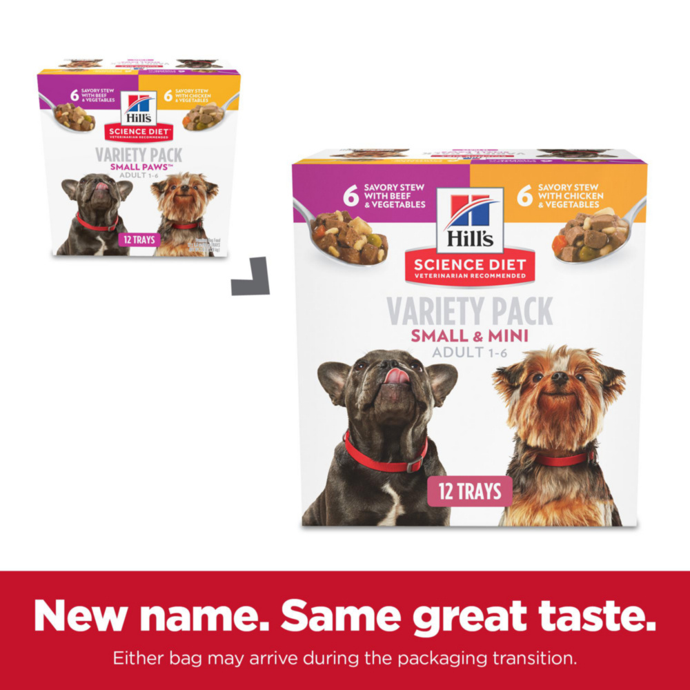 Hill's Science Diet Adult Small & Mini Paws Savory Stew - Chicken or Beef with Vegetables Canned Dog Food Variety Pack - Perfect for Small Breed Dogs' Daily Meals & Travel