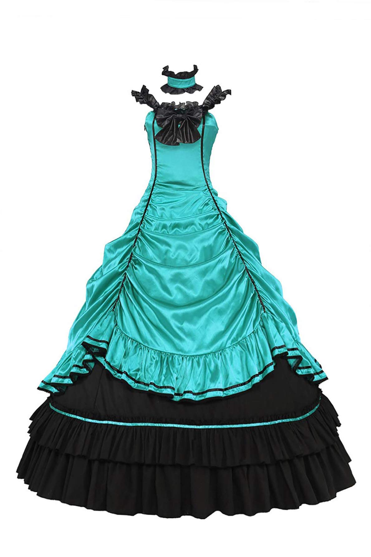 Southern Belle Civil War Off Shoulder Formal Dress - Vintage Satin Lolita Ball Gown for Prom, Wedding & Historical Reenactment