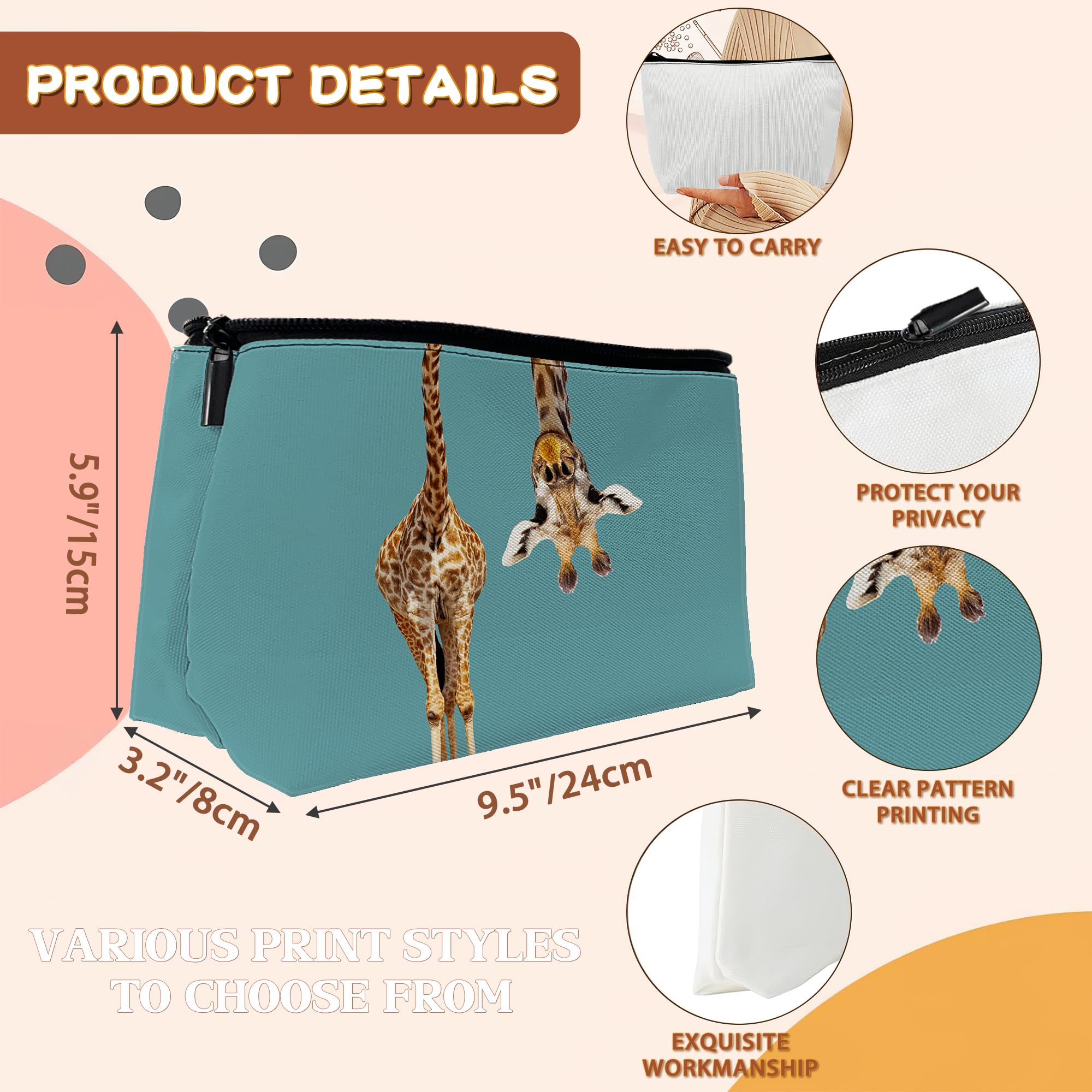 Funny Giraffe Makeup Bag for Women - Travel Cosmetic Organizer for Toiletries