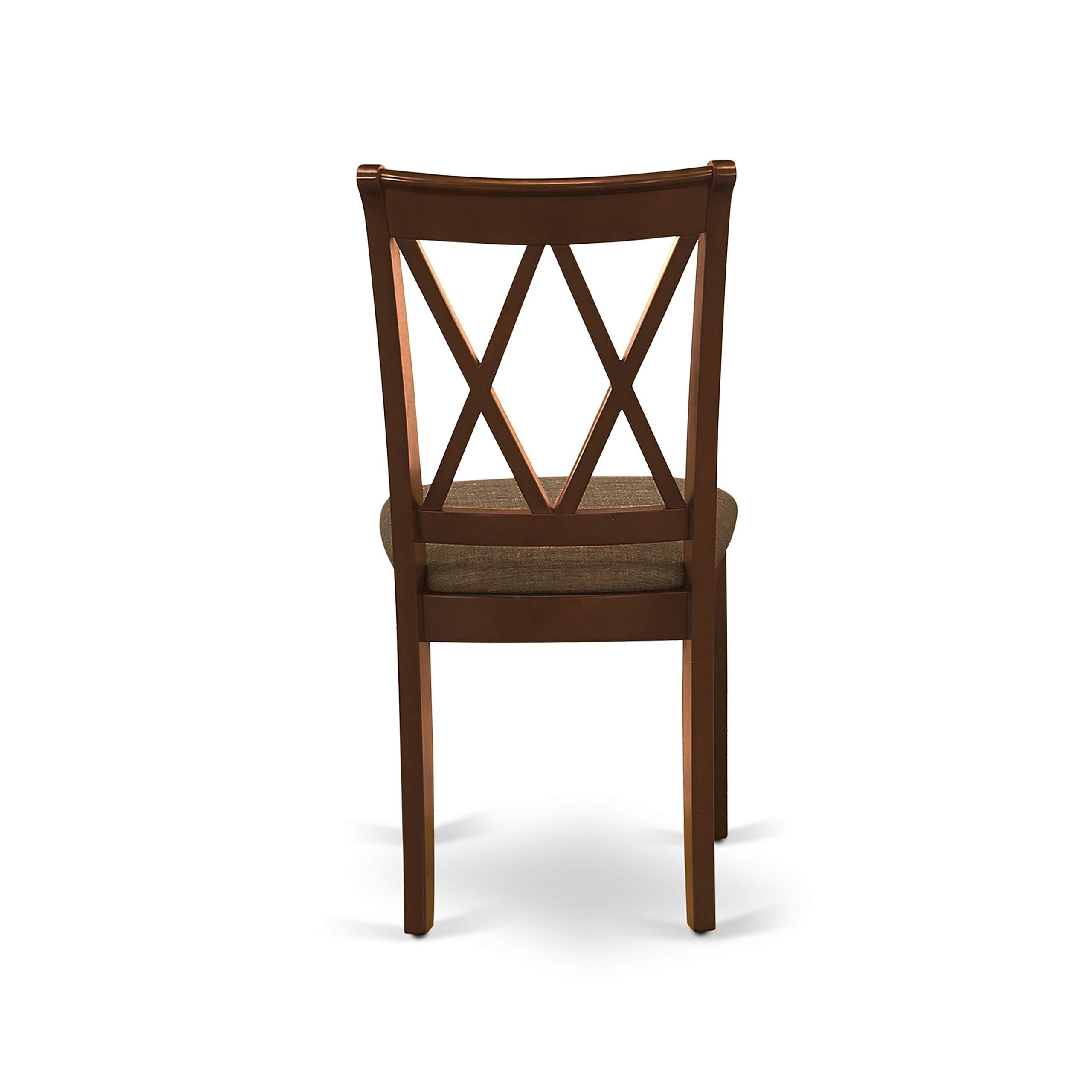 East West Furniture HBCL5-MAH-C 5-Piece Round Dining Table Set with Pedestal Base & 4 Upholstered Chairs, 42x42 Inch, Mahogany - Perfect for Kitchen, Breakfast Nook, and Small Space Dining Rooms