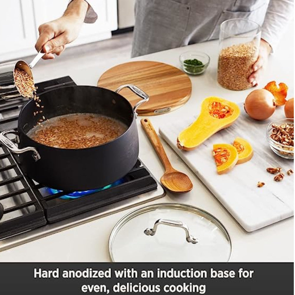All-Clad E100S274 6-Quart HA1 Dutch Oven with Lid - Premium Stainless Steel Cookware for Braising, Stewing & Baking - Perfect for Soups, Casseroles & Bread Making