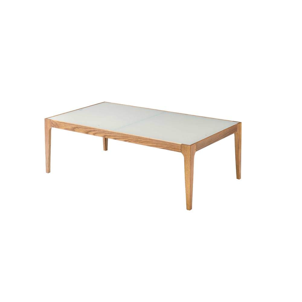 Knocbel Modern Coffee Table with Frosted Tempered Glass Top & Solid Wood Frame - 43