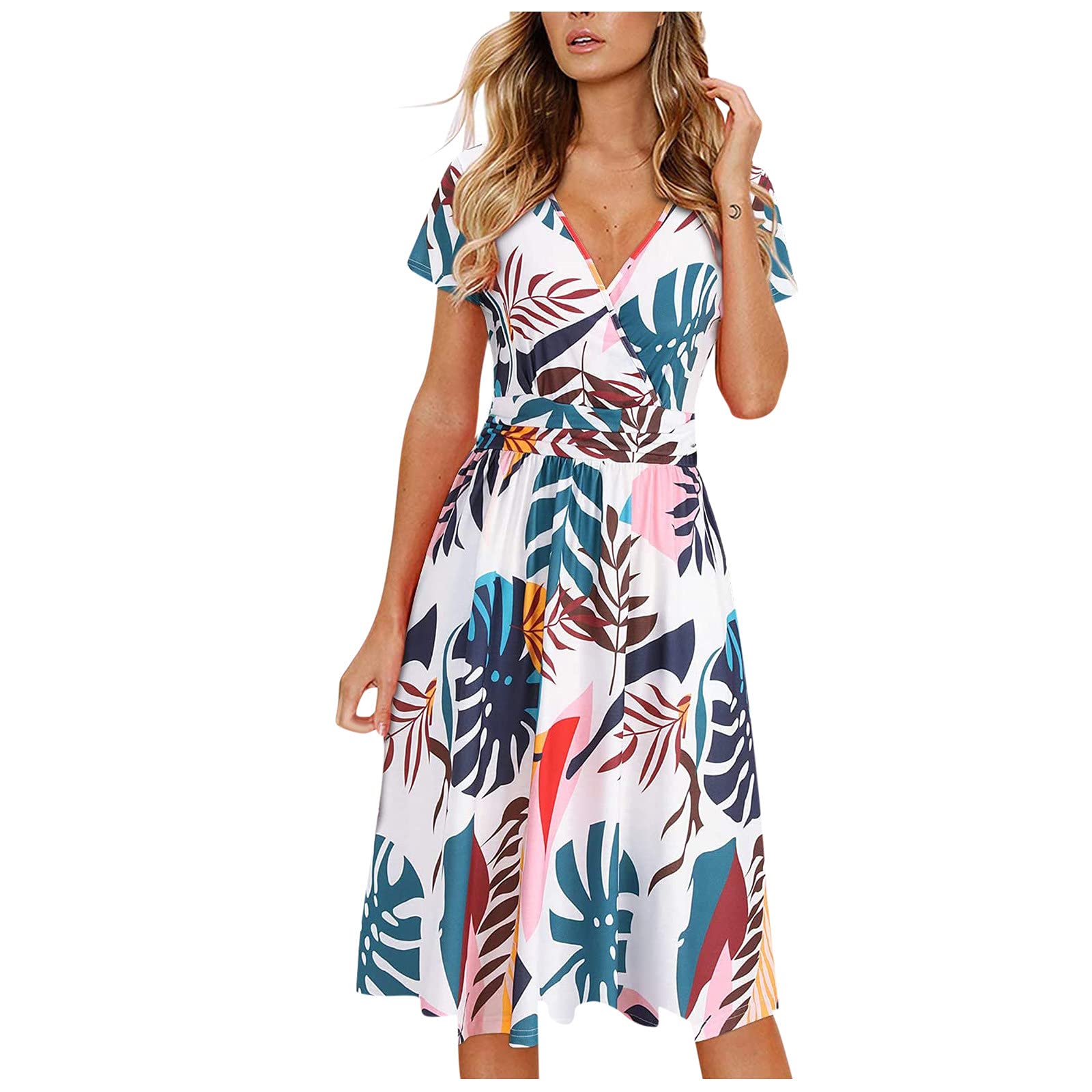 Felwors Women's Summer Dresses 2023 - Casual Short Sleeve Boho T-Shirt Beach Dress | Flowy Vacation Outfit for Pool, Travel & Streetwear