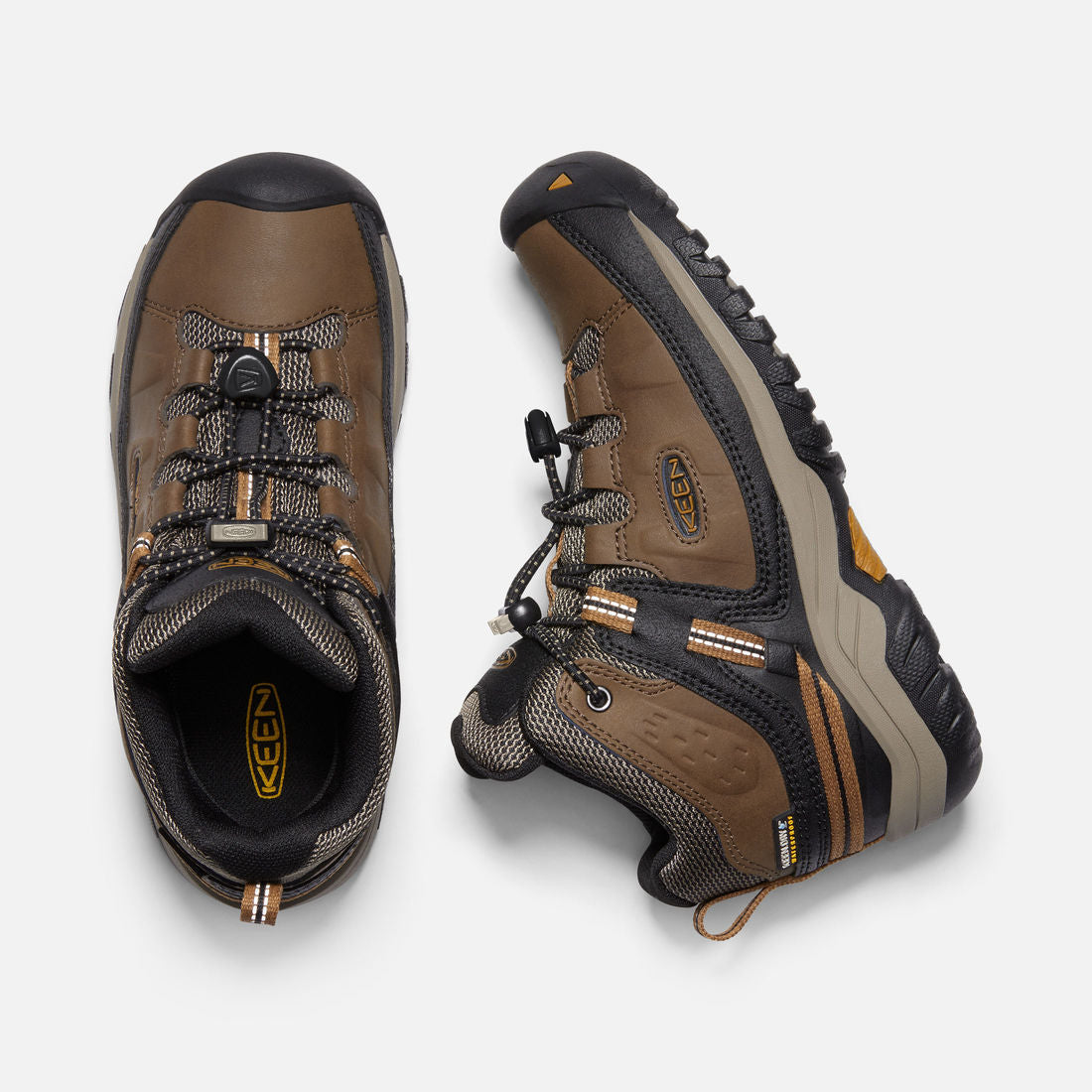 Keen Targhee Mid Hiking Shoes for Men & Women - Dark Earth/Golden Brown Waterproof Outdoor Boots - Perfect for Trail Hiking, Camping & Mountain Adventures