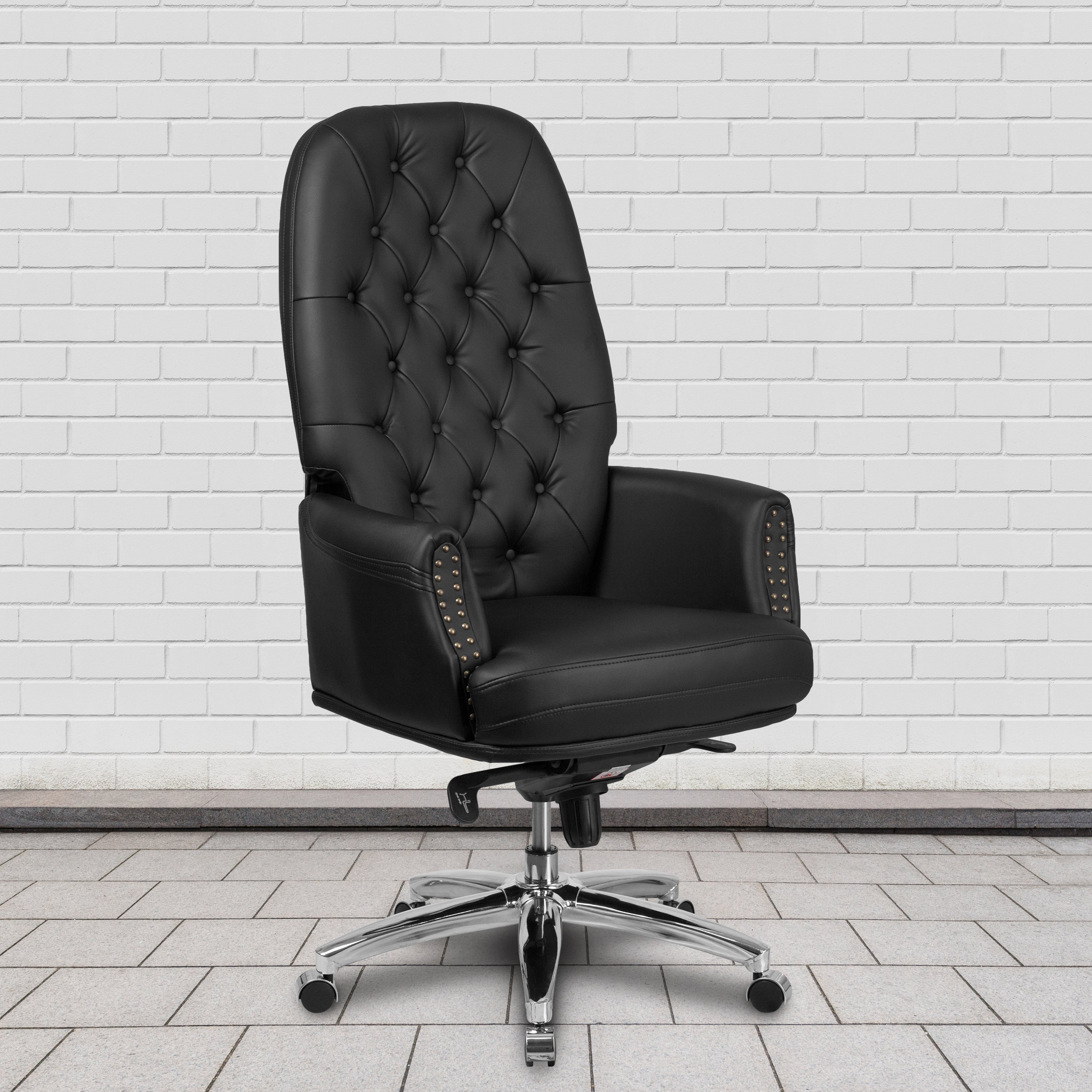 Premium Ergonomic High Back Executive Office Chair - FLASH Hansel Tufted Burgundy LeatherSoft Swivel Chair with Adjustable Arms for Home & Business Workspaces - Perfect for Long Hours of Comfortable Sitting in Office, Study or Gaming Setup