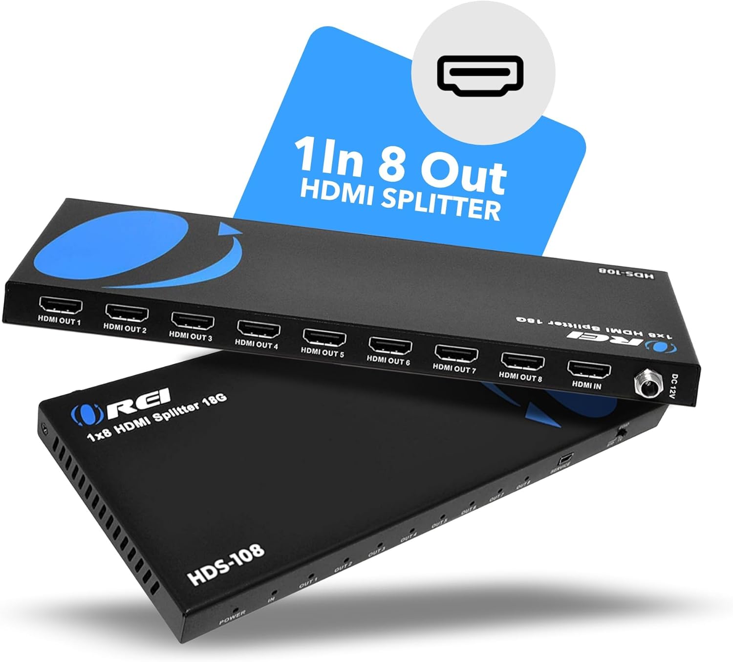 1x8 HDMI Splitter 4K@30Hz Powered - Supports 3D, Full HD 1080P, HDR - HDS 108 Model - Ideal for Home Theater, Gaming & Multi-Screen Presentations