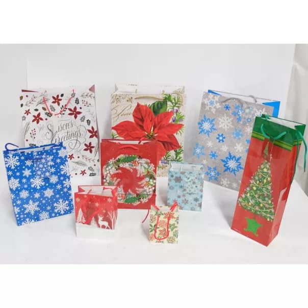 20-Piece Elegant Christmas Gift Bags Set - Premium Holiday Party Favor Bags for Xmas Presents, Stocking Stuffers & Festive Decorations