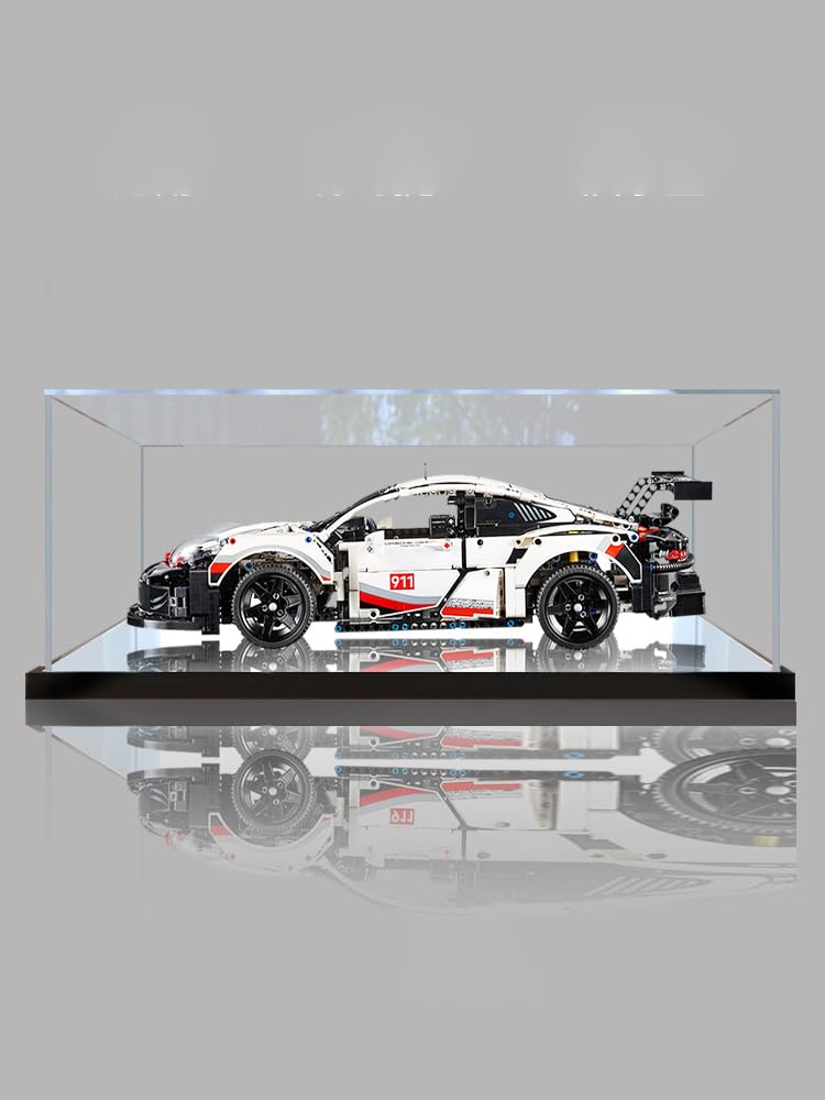 Lego Display Case - Acrylic Transparent Dust-Proof Box with Mirror Style for 1:8 & 1:10 Racing Models | Easy Self-Assembly Desktop Organizer | Perfect for Showcasing Collectibles in Home or Office