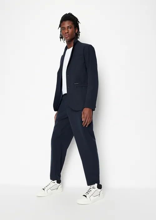 Armani Exchange Men's Nylon Seersucker Blazer Jacket - Lightweight Summer Sport Coat for Business Casual & Weddings