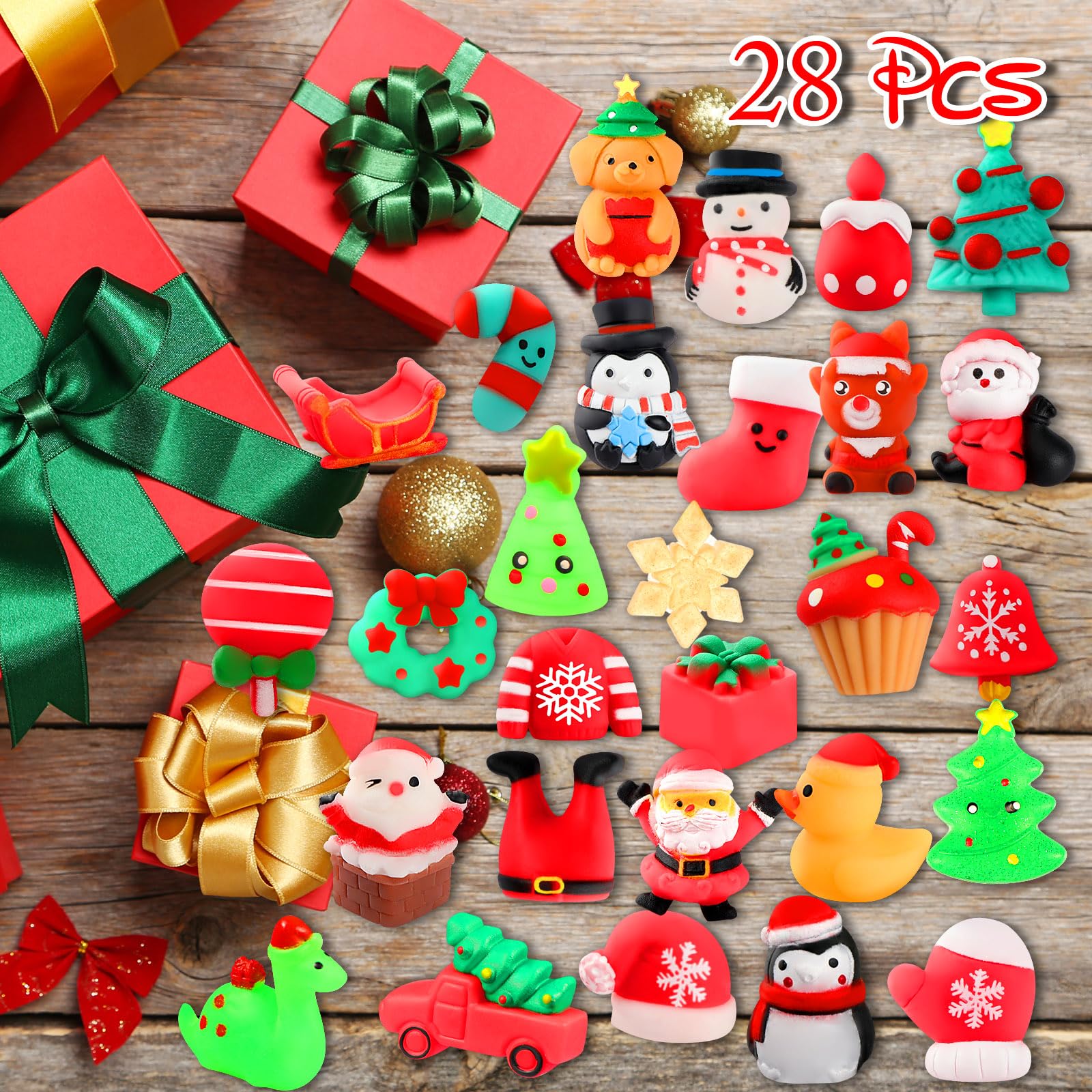 28 Pack Kawaii Cat Squishy Toys - Stress Relief Gifts for Kids Birthday & Party Favors
