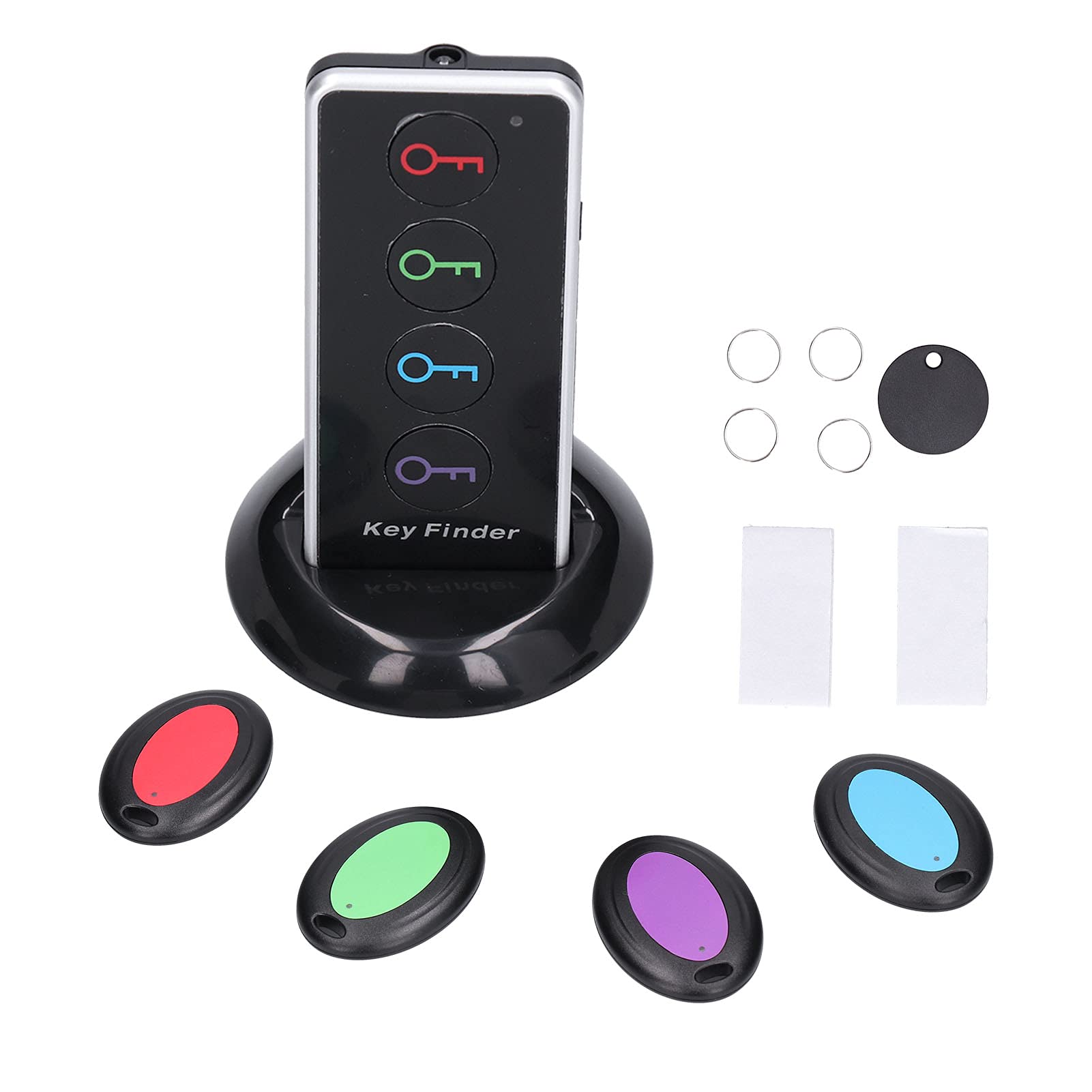 Wireless Key Finder Locator - 4 Pack Remote Control Item Tracker for Keys, Wallet & Pets | Battery Powered Bluetooth Keychain Tiles | Perfect for Travel, Home & Office Organization