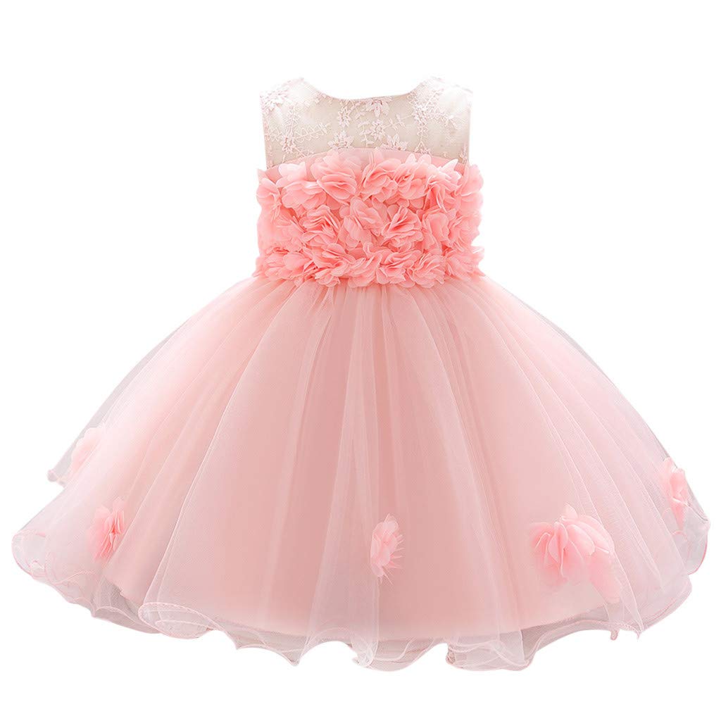 Baby Girls Floral Lace Pageant Dress - Sleeveless Tulle Princess Gown for Birthday Party & Special Occasions (0-24 Months) | Perfect for Photoshoots, Christenings & First Birthday Celebrations