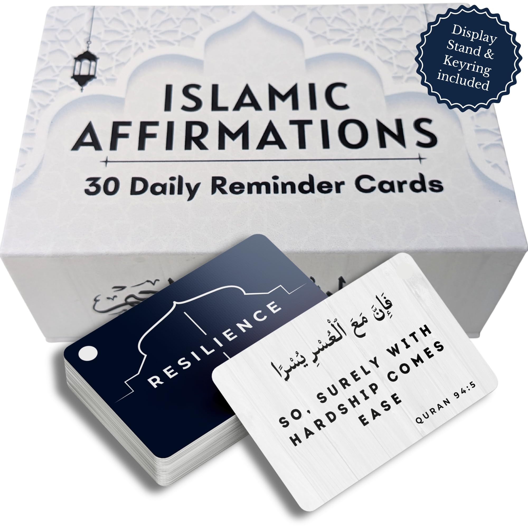 Islamic Affirmations Cards - 30 Daily Spiritual Reminders with Quran Verses in English & Arabic | Islamic Home Decor, Ramadan & Eid Gifts | Perfect for Daily Reflection, Prayer & Learning Arabic