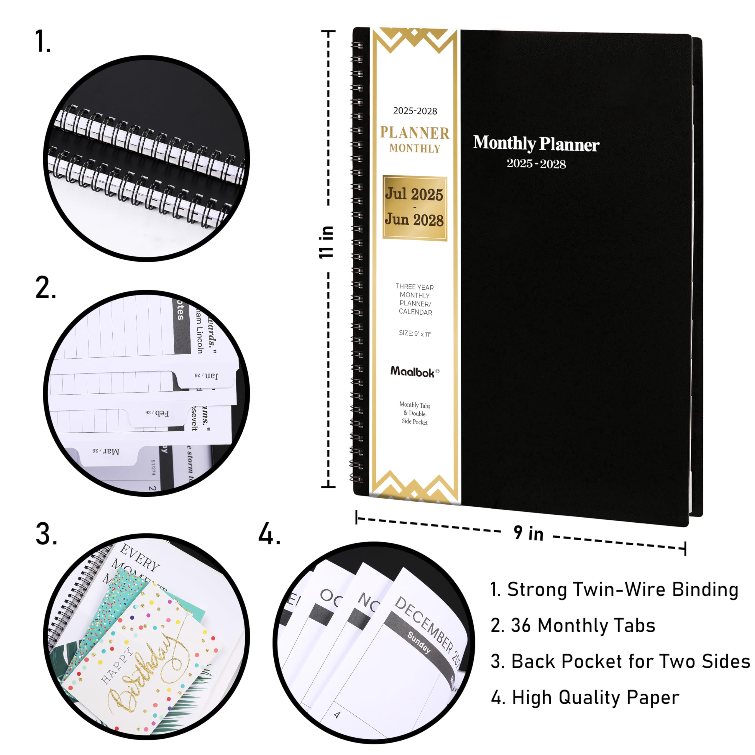 2025-2028 Monthly Planner Calendar - 3 Year Academic Planner from July 2025 to June 2028 | 9