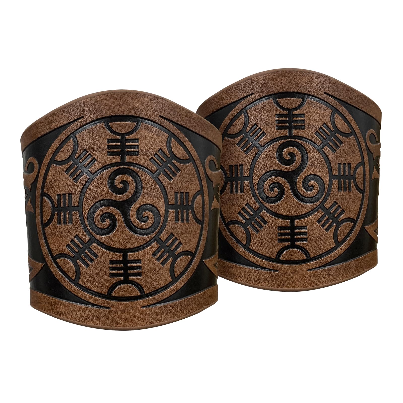 JAOYU Medieval Leather Bracer Set - 2PCS Viking Armor Vambrace Wrist Guards for LARP, Cosplay & Renaissance Fairs | Durable Leather Gauntlet Cuffs for Historical Reenactment & Costume Accessories