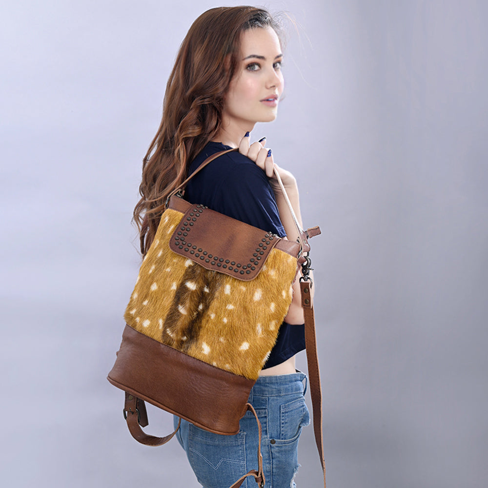 Genuine Leather Women's Western Handbag Purse with Hair On - American Darling ADBG1212 - Perfect for Cowgirl Style, Rodeo Events & Country Fashion Accessories