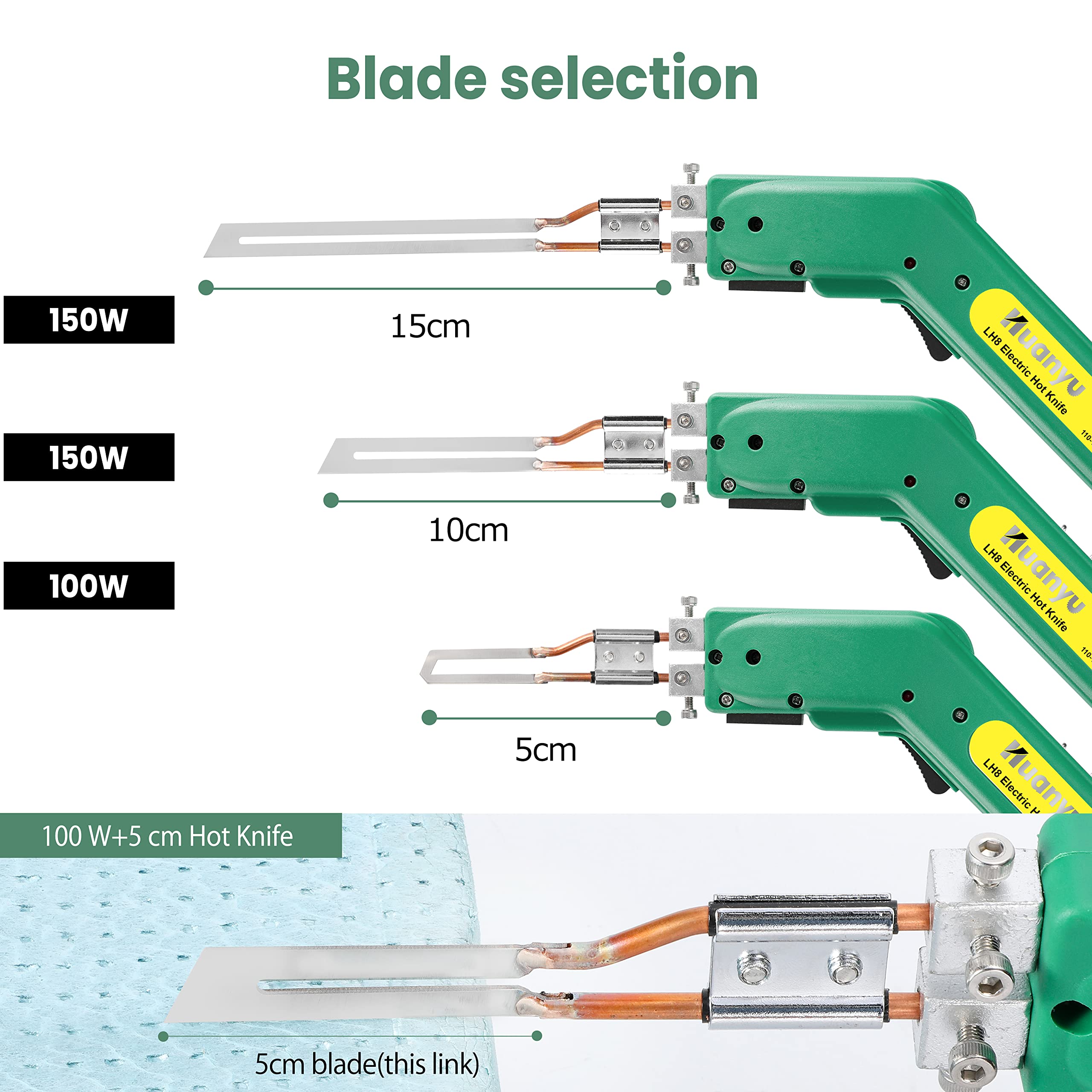 Huanyu 100W Professional Electric Foam Cutter Kit - 600°C Hot Knife for Styrofoam, Sponge & Rope Cutting - DIY Sculpture Tool with Straight 5cm Blade & Carrying Case (110V) - Perfect for Arts & Crafts, Model Making, and Home Decoration Projects