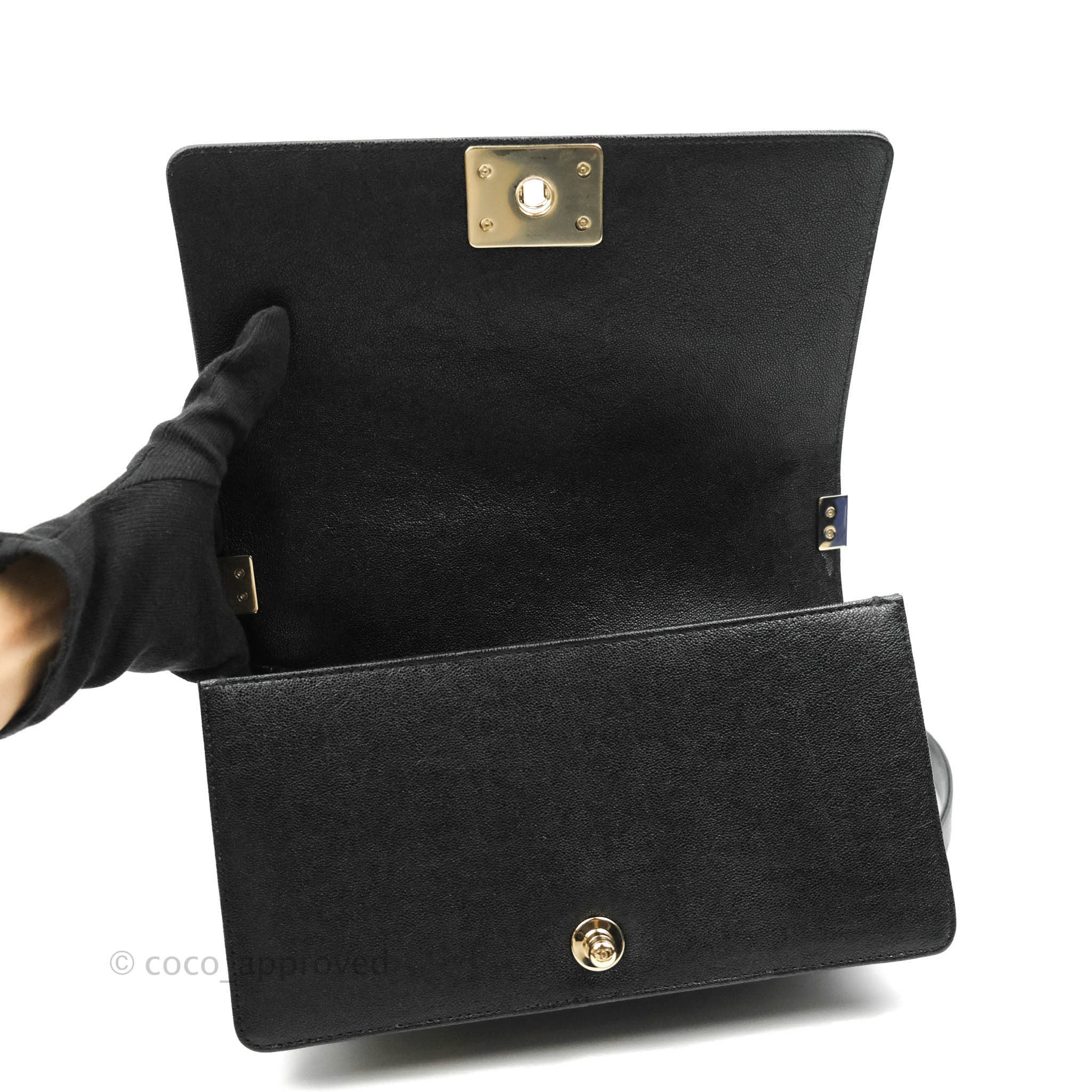 Chanel Boy Chevron Medium Handbag in Black Caviar Leather with Gold Hardware - Perfect for Evening Events, Parties, and Luxury Fashion Accessories
