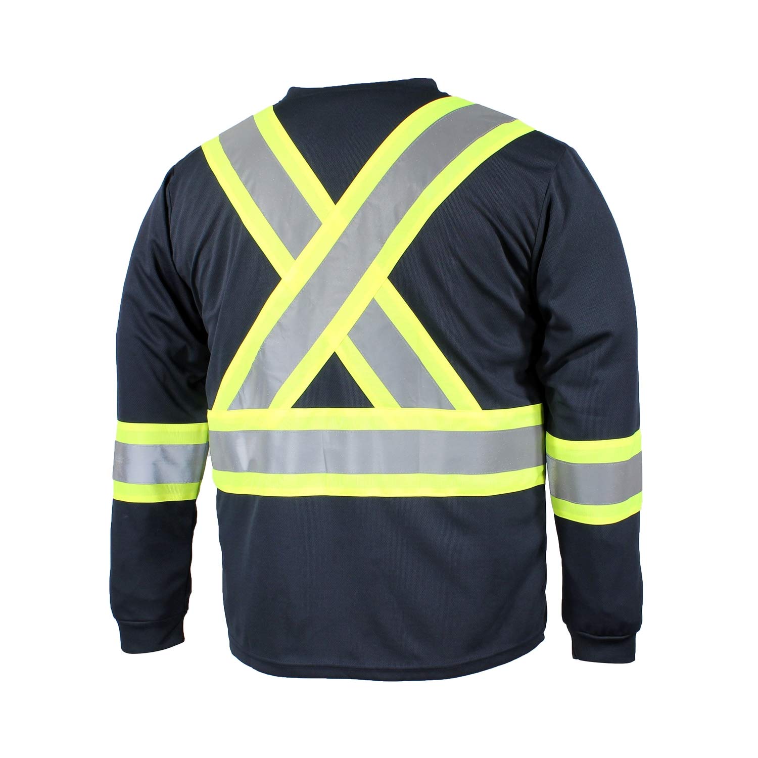 Men's Long Sleeve Quick Dry T-Shirt - 100% Polyester Moisture Wicking Workout Shirt with Reflective Stripes, Chest Pocket & Radio Holder - Ideal for Running, Cycling, Hiking & Outdoor Activities