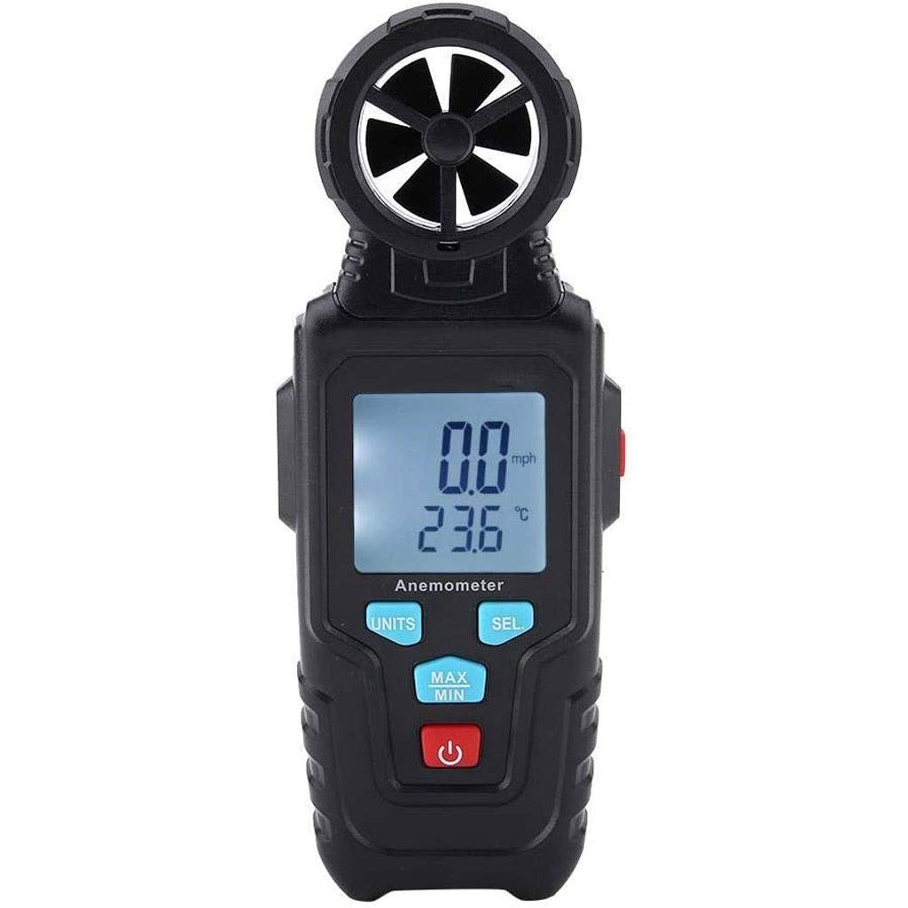 **XUERUIGANG Digital Anemometer - Handheld Wind Speed Meter for Air Flow Velocity, Temperature & Wind Chill Measurement | Backlit LCD Display | Ideal for HVAC Vents, Boat Sailing, Shooting & Outdoor Activities (Black)**