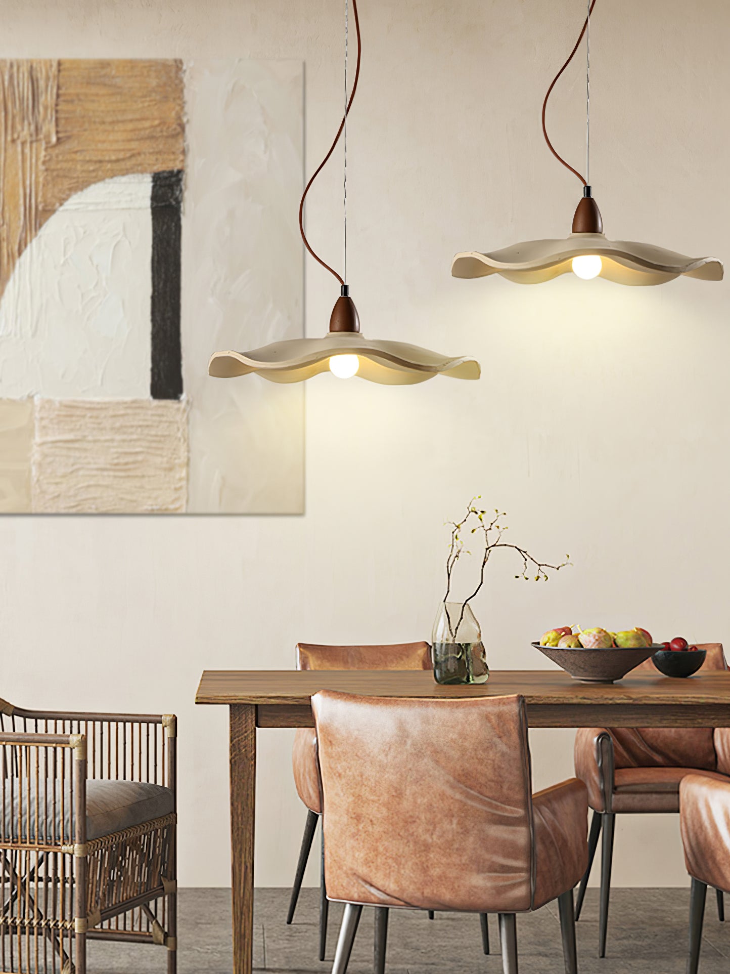 Modern Cement Wave Pendant Light - Industrial Style Hanging Lamp for Kitchen Island, Dining Room & Living Room Decor