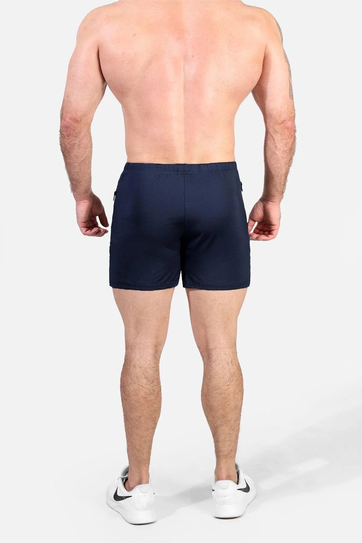 Jed North Agile 4 Gym Shorts with Zipper Pockets - Men's Workout Running Basketball Training Shorts - Navy Blue Athletic Apparel for Gym & Sports
