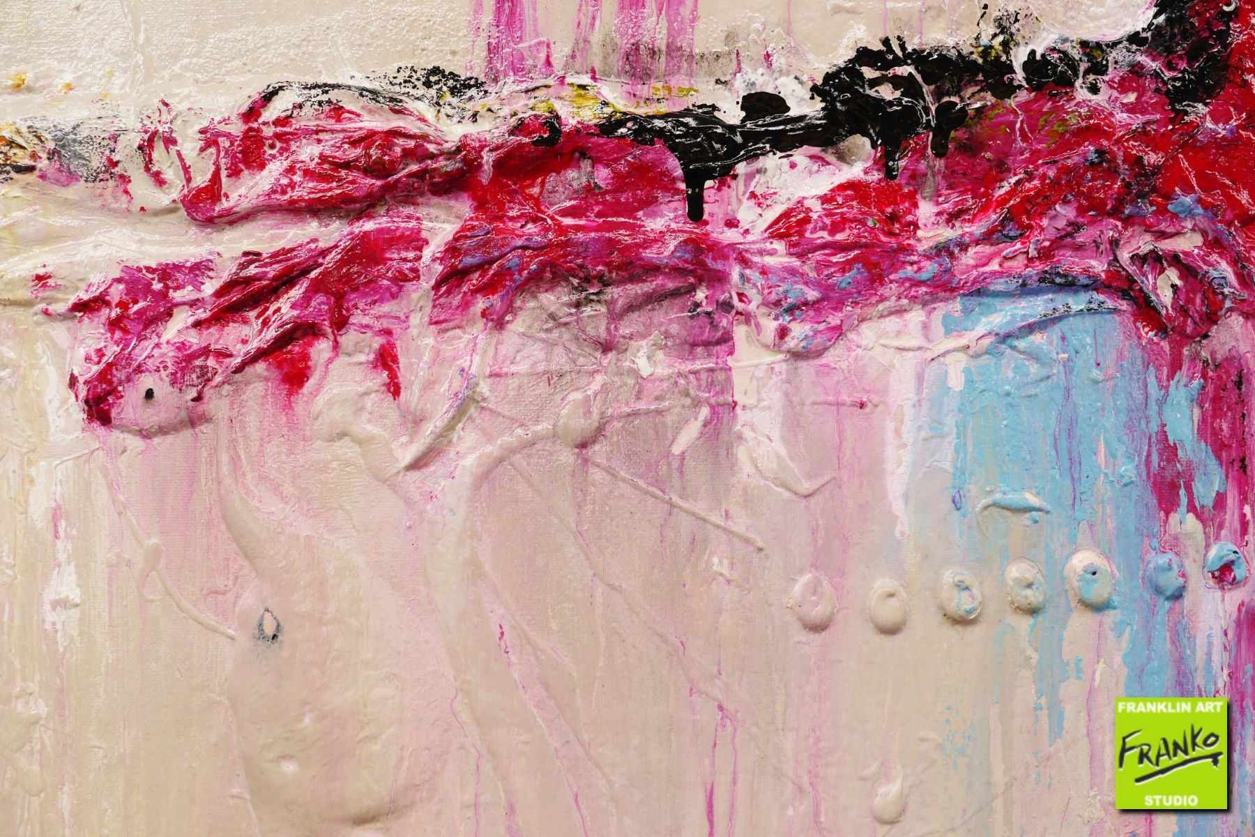 Pastel Neverland 140cm x 100cm Cream Pink Textured Abstract Canvas Art - Modern Wall Decor for Living Room, Bedroom & Office