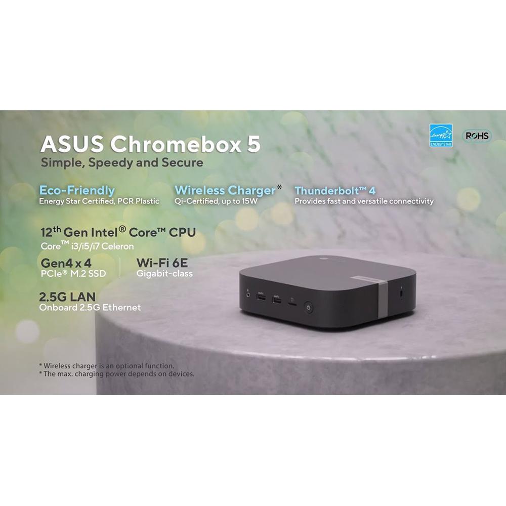 ASUS Chromebox 5 Mini PC with Intel Celeron 7305 Processor - Compact Desktop Computer for Home Office, Business, and Streaming