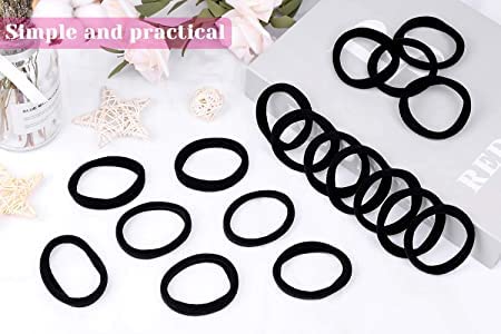 30 Pcs Thick Black Hair Ties - Large Elastic Hair Bands for Thick, Heavy & Curly Hair - Bulk Ponytail Holders for Women & Girls - Perfect for Workouts, Yoga, Sports & Everyday Use