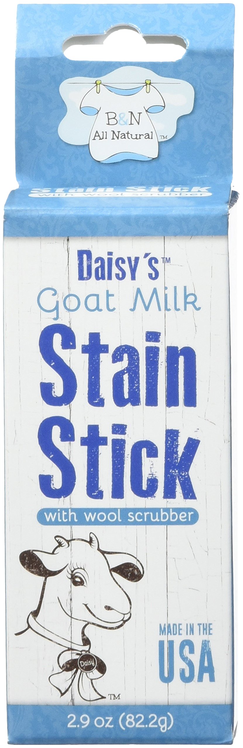 B&N All Natural Daisy's Goat Milk Laundry Stain Remover Stick - 2.9 Oz | Eco-Friendly Stain Removal for Clothes, Fabric & Upholstery | Perfect for Travel, Baby Clothes & Tough Stains