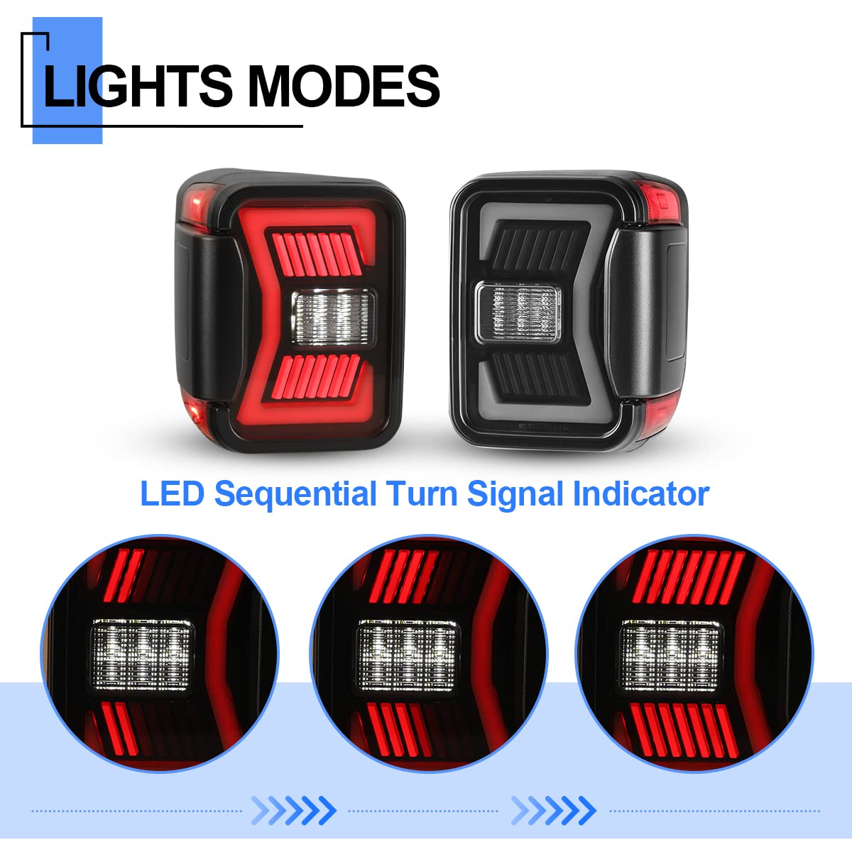 ROXX LED Sequential Tail Lights for 2019-2025 Jeep Gladiator JT - Smoked Lens Tail Light Assembly Replacement Pair (Plug & Play) - Enhanced Safety & Style for Off-Road & Night Driving