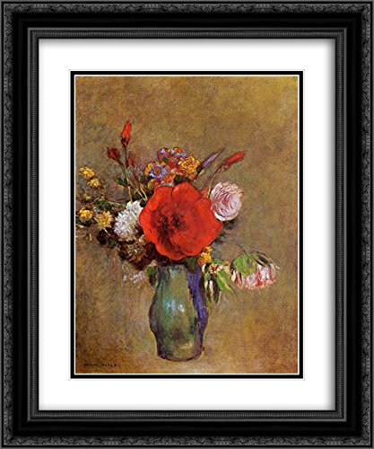 Odilon Redon Floral Art Print - 20x24 Inch Black Ornate Framed Double Matted Museum Quality Wall Decor for Living Room, Bedroom & Office