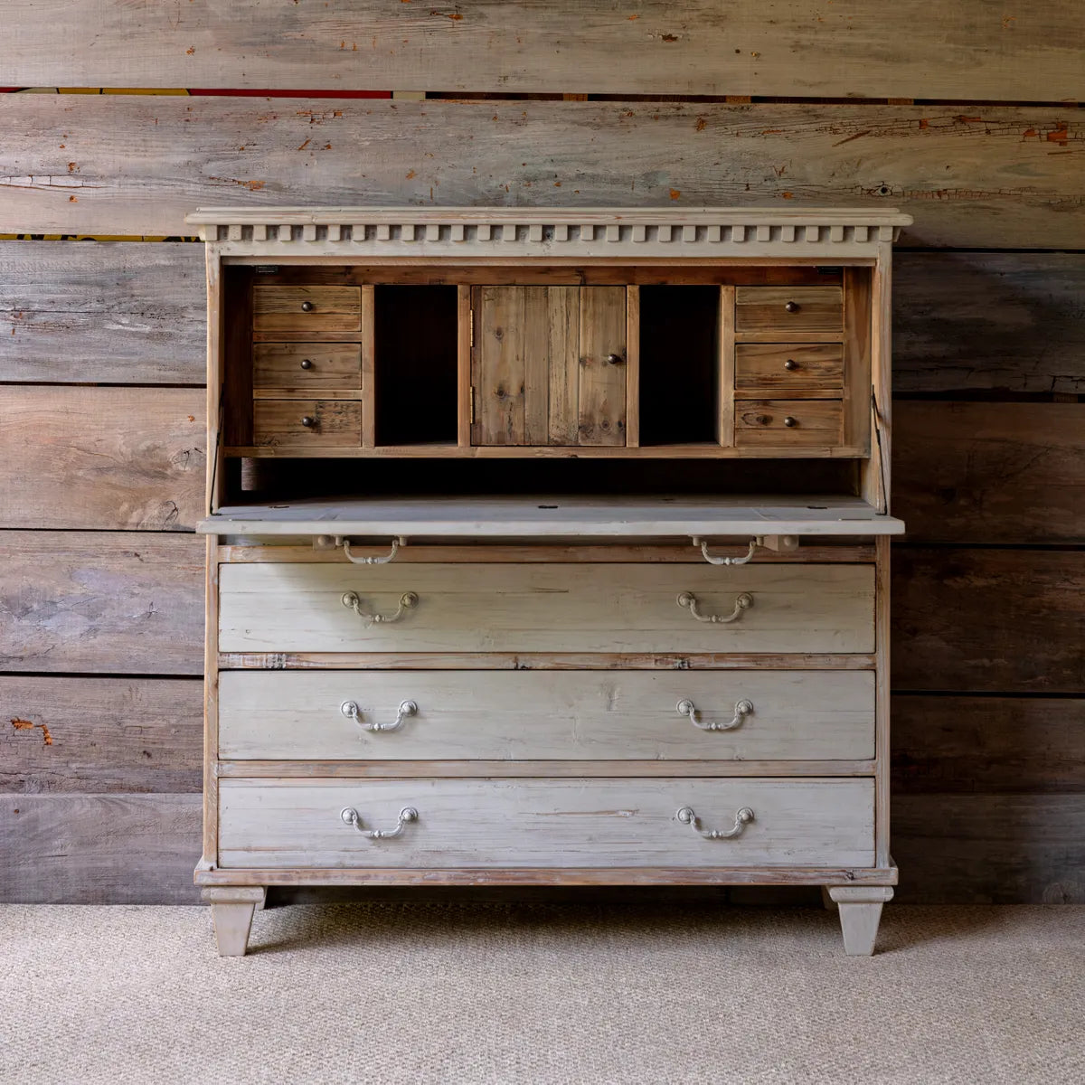 Vintage French Style Secretary Desk with Drop Down Writing Surface - Elegant Home Office Furniture for Small Spaces & Apartment Living