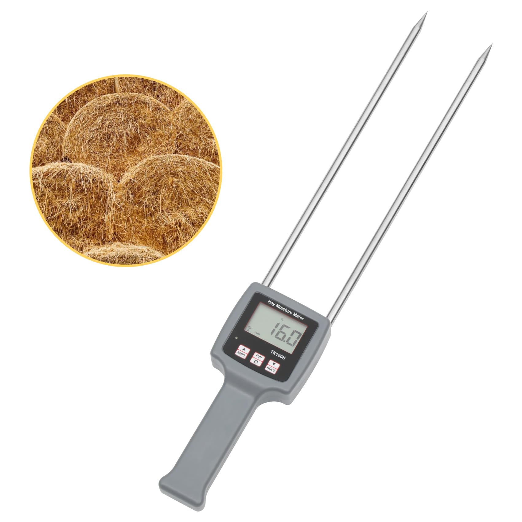 TK100H Portable Hay Moisture Tester - Fast & Accurate Probe Moisture Meter for Hay, Forage Grass, Alfalfa, Leymus Chinensis | Ideal for Farm, Ranch & Agriculture Use