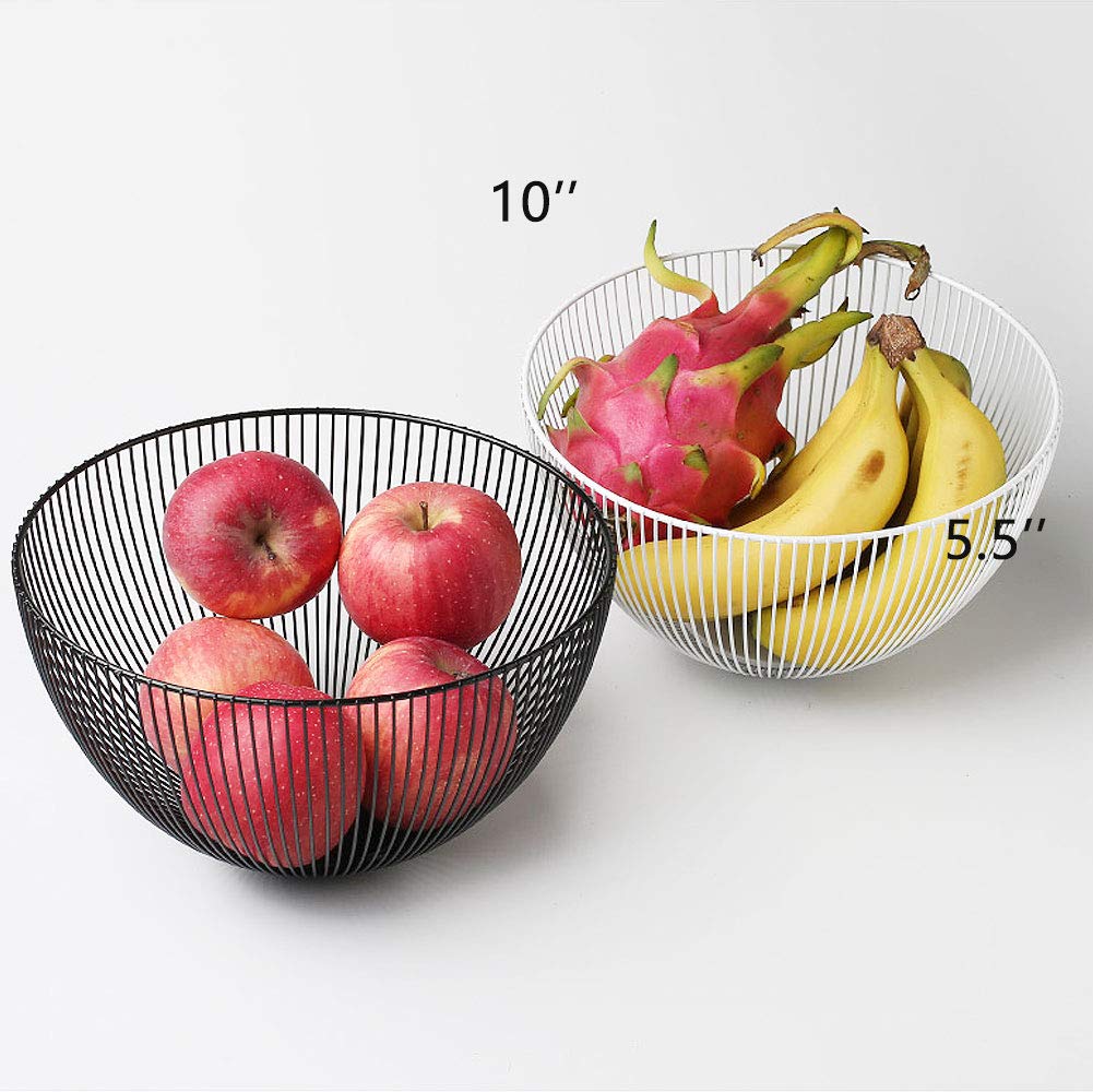 Stainless Steel Wire Fruit Basket - Round Metal Fruit Bowl for Kitchen Countertop | Durable & Stylish Fruit Holder for Apples, Bananas, Oranges | Perfect for Dining Table, Pantry Organization & Fresh Produce Display