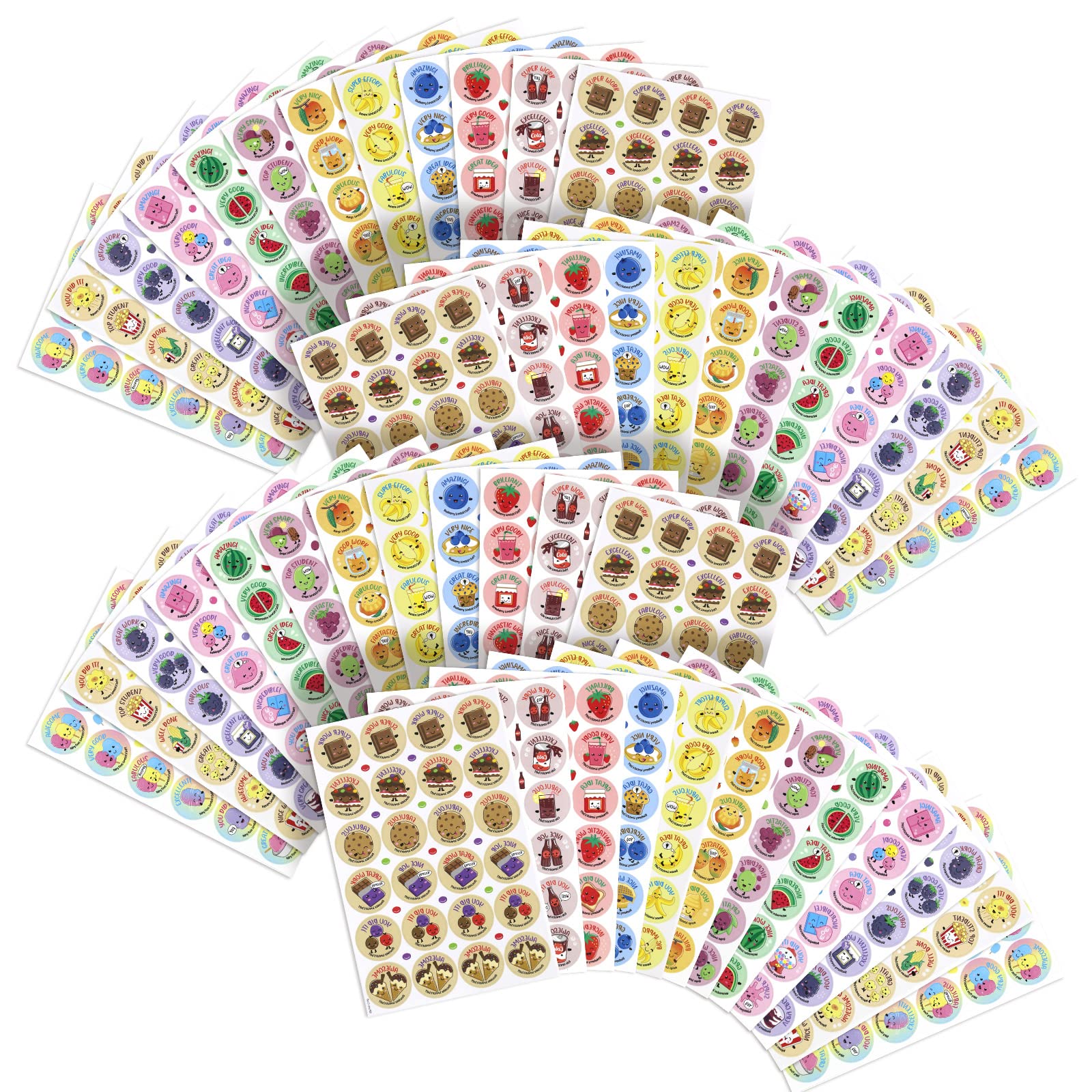 1152 Scratch and Sniff Stickers - 12 Fruity & Food Scents, 48 Sheets | Fun Reward Motivational Stickers for Kids, Teachers, Classroom, Crafts, Party Favors & Christmas Gifts | Perfect for School Projects, Birthday Parties & Holiday Celebrations