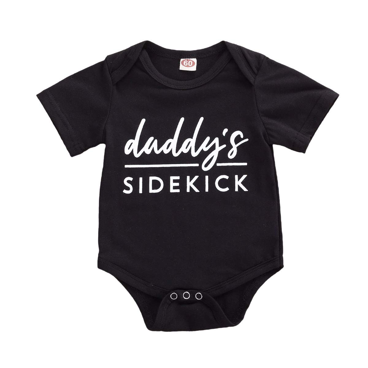 Newborn Baby Boy Girl Jumpsuit - Short Sleeve Letter Print 'Daddy's Sidekick' Romper | Summer Toddler Clothes for Playdates, Outdoor Activities & Family Photos