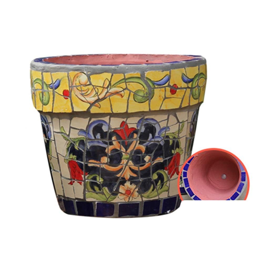 Kotee Ceramic Plant Pot - Mosaic Flowerpot for Indoor & Outdoor Use, European Retro Bonsai Planter, Garden & Balcony Decor - Perfect for Courtyard, Landscape & Home Plant Display