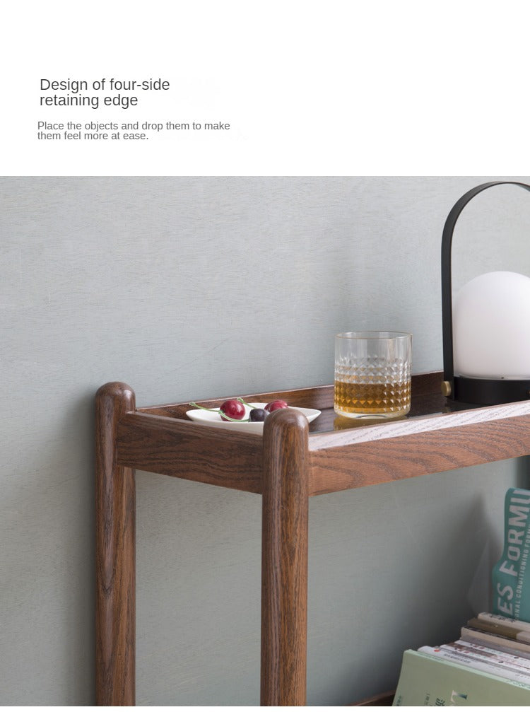 Solid Oak Wood Mobile Storage Side Table - Rolling End Table with Wheels for Living Room, Bedroom & Office - Perfect for Books, Plants & Decor