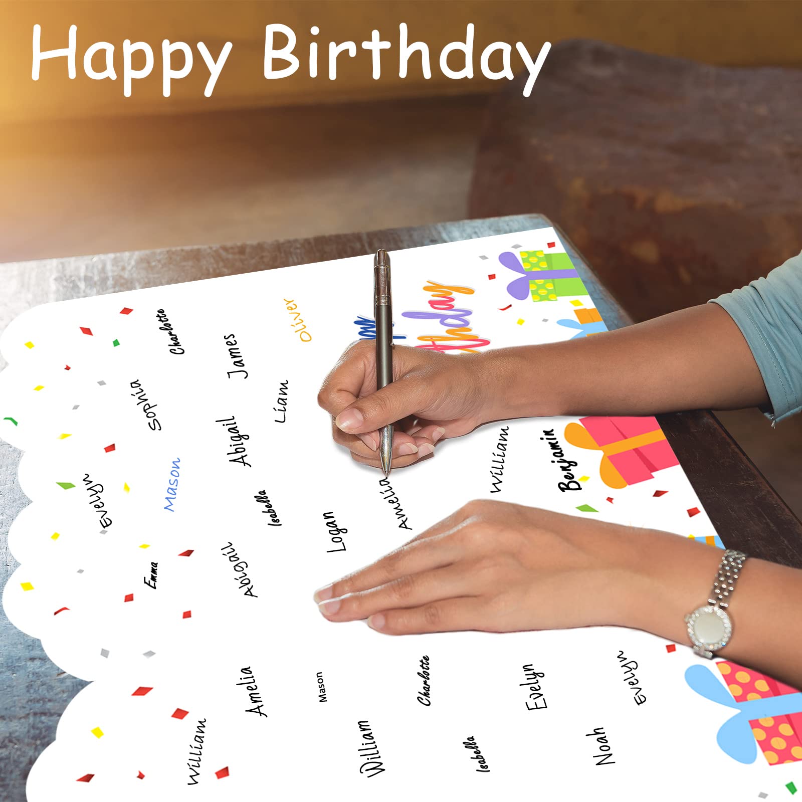 Jumbo Birthday Card & Giant Guest Book - 14x22 Inch Extra Large Happy Birthday Party Signs Decorations for Women, Men, Boss | Perfect for Birthday Celebrations, Office Parties & Special Events